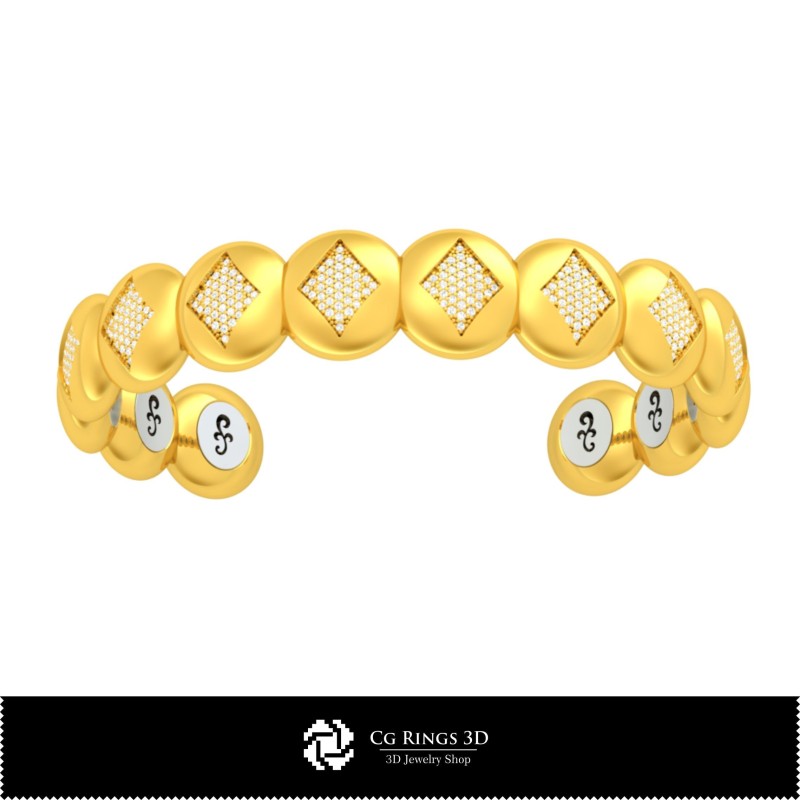 Bracciale 3D CAD con carte da gioco, Gioielli 3D CAD, Bracciali 3D CAD, Bracciali con diamanti 3D, Bracciali 3D, Bracciale a