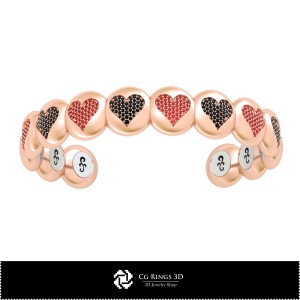 Brățară CAD 3D cu cărți de joc Home, bijuterii CAD 3D, brățări CAD 3D, brățări cu diamante 3D, brățări 3D, brățară tip manșetă