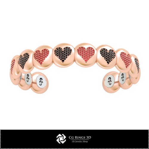 Bracciale 3D CAD con carte da gioco, Gioielli 3D CAD, Bracciali 3D CAD, Bracciali con diamanti 3D, Bracciali 3D, Bracciale a