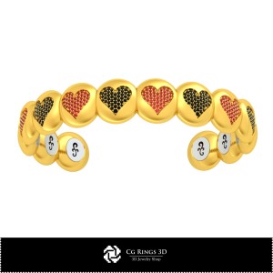 3D-CAD-Armband mit Spielkarten Zuhause, Schmuck 3D-CAD, Armbänder 3D-CAD, 3D-Diamantarmbänder, 3D-Armbänder, 2