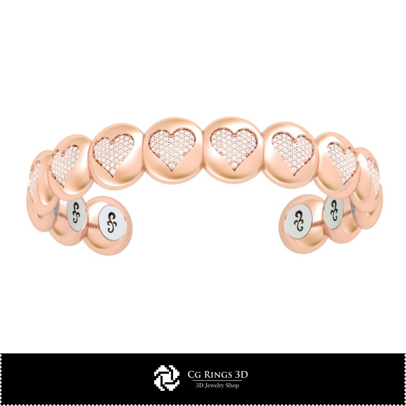 Bracciale 3D CAD con carte da gioco, Gioielli 3D CAD, Bracciali 3D CAD, Bracciali con diamanti 3D, Bracciali 3D, Bracciale a