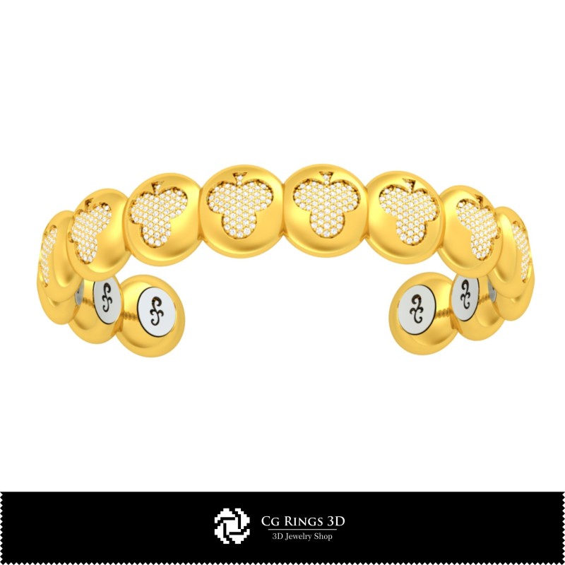 Brățară 3D CAD cu cărți de joc, Bijuterii 3D CAD, Brățări 3D CAD, Brățări cu diamante 3D, Brățări 3D, Brățară tip manșetă 3D CAD