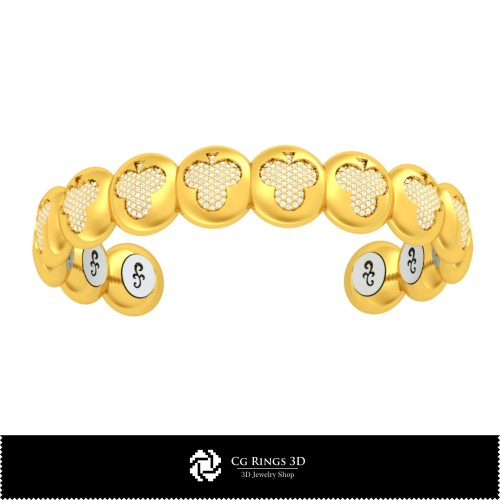 Brățară 3D CAD cu cărți de joc, Bijuterii 3D CAD, Brățări 3D CAD, Brățări cu diamante 3D, Brățări 3D, Brățară tip manșetă 3D CAD