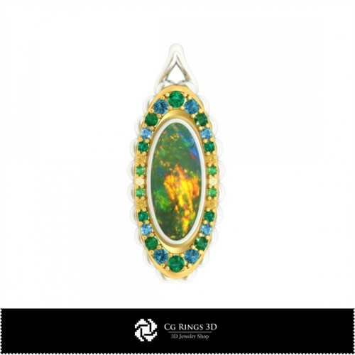 3D-Anhänger mit Opal, Schmuck-3D-CAD, Anhänger-3D-CAD, 3D-Diamantanhänger, 3D-Opalanhänger