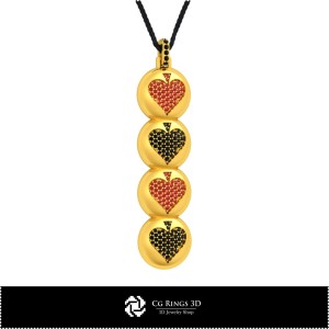 3D-CAD-Anhänger mit Spielkarten, Schmuck 3D-CAD, Anhänger 3D-CAD, 3D-Diamant-Anhänger, 3D-Kugel-Anhänger 2