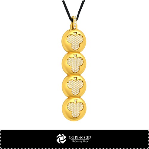 3D-CAD-Anhänger mit Spielkarten für Zuhause, Schmuck 3D-CAD, Anhänger 3D-CAD, 3D-Diamant-Anhänger, 3D-Kugel-Anhänger