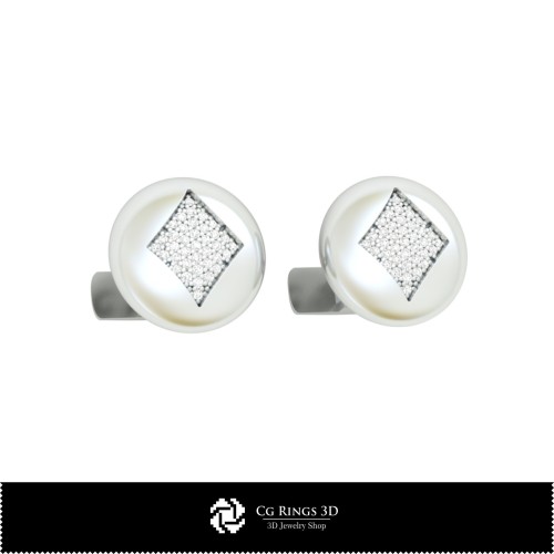 Gemelos en CAD 3D con naipes para el hogar, Joyería CAD 3D, Gemelos CAD 3D, Gemelos con cierre trasero de ballena en 3D