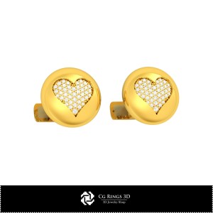 Gemelos CAD 3D con Naipes para el Hogar, Joyería CAD 3D, Gemelos CAD 3D, Gemelos con Cierre Trasero de Ballena 3D 2
