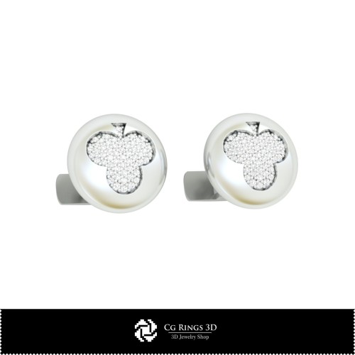 Gemelos CAD 3D con naipes para el hogar, Joyas CAD 3D, Gemelos CAD 3D, Gemelos con cierre posterior en forma de ballena 3D