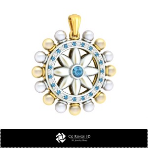 3D Pearl Pendant With Diamonds Home, Jewelry 3D CAD, Pendants 3D CAD , 3D Diamond Pendants, 3D Pearl Pendants 2