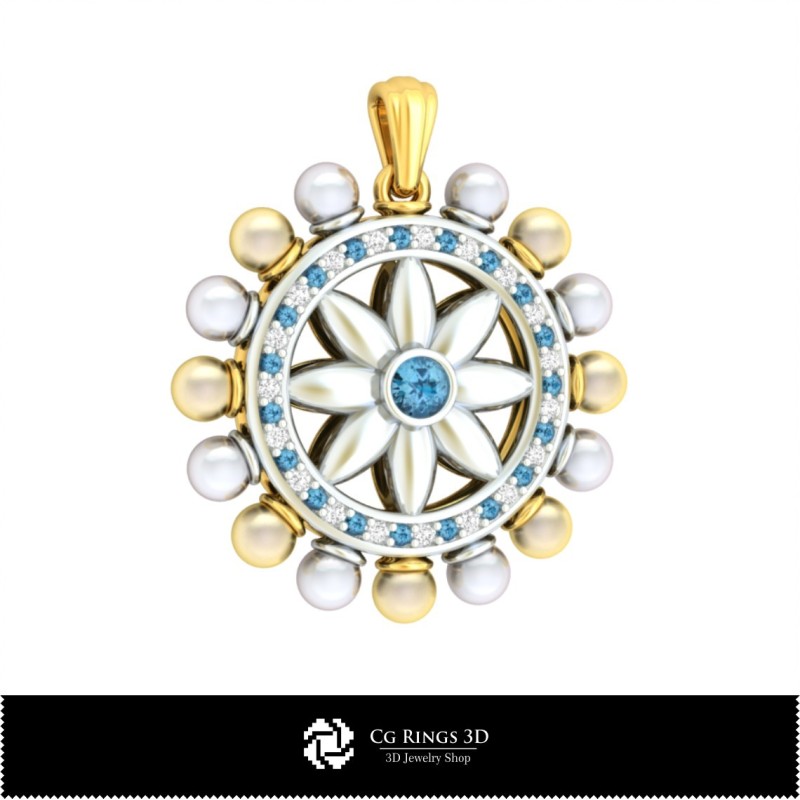 3D-Perlenanhänger mit Diamanten, Schmuck 3D-CAD, Anhänger 3D-CAD, 3D-Diamantanhänger, 3D-Perlenanhänger