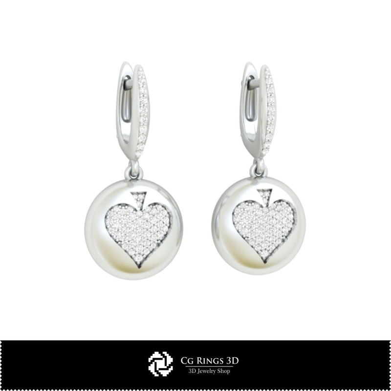 Pendientes CAD 3D con cartas de juego para el hogar, Joyería CAD 3D, Pendientes CAD 3D, Pendientes de diamantes 3D, Pendientes