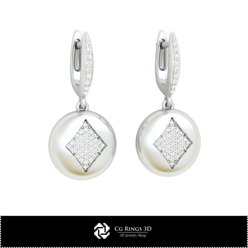 Orecchini CAD 3D con Carte da Gioco, Gioielli CAD 3D, Orecchini CAD 3D, Orecchini con Diamanti 3D, Orecchini Pendenti 3D