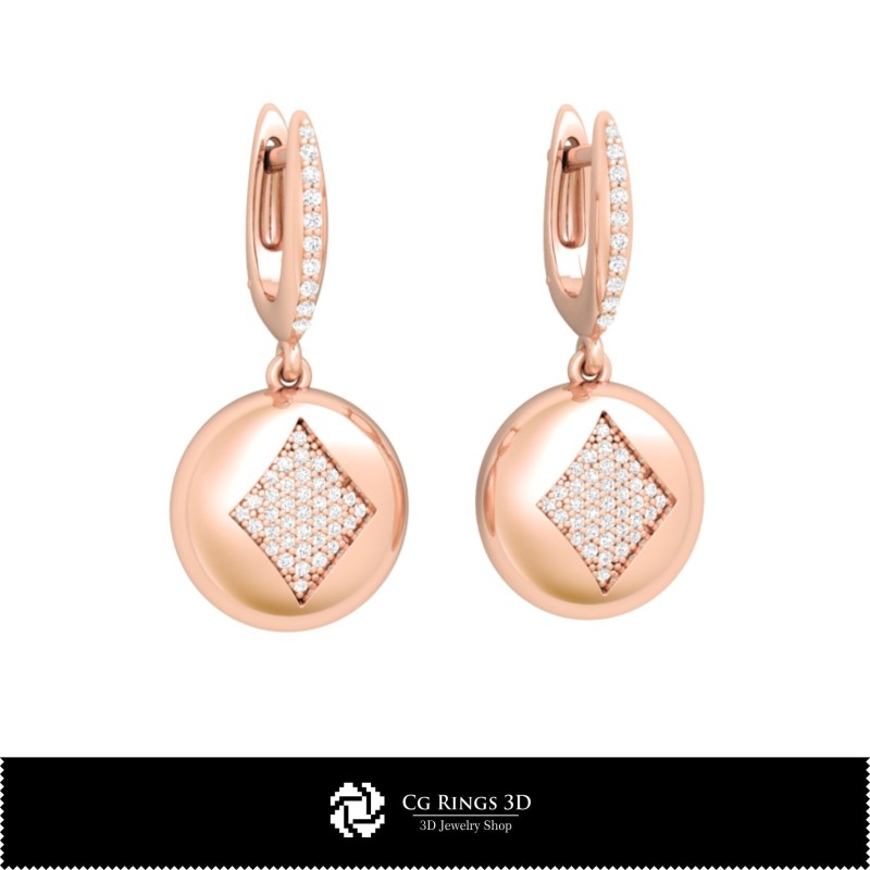 3D CAD 扑克牌家居耳环、珠宝 3D CAD、耳环 3D CAD、3D 钻石耳环、3D 垂坠耳环