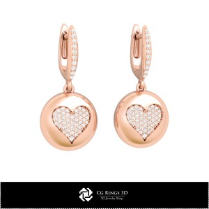 Orecchini CAD 3D con Carte da Gioco, Gioielli CAD 3D, Orecchini CAD 3D, Orecchini con Diamanti 3D, Orecchini a Goccia 3D