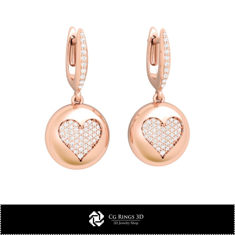 3D-CAD-Ohrringe mit Spielkarten Home, Schmuck 3D-CAD, Ohrringe 3D-CAD, 3D-Diamant-Ohrringe, 3D-Tropfen-Ohrringe