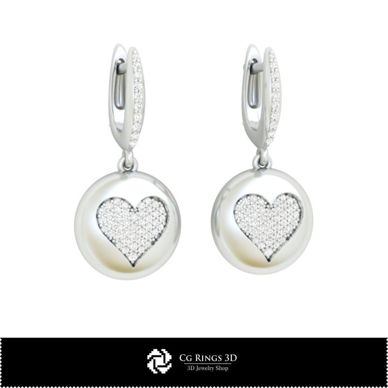 Orecchini CAD 3D con Carte da Gioco, Gioielli CAD 3D, Orecchini CAD 3D, Orecchini con Diamanti 3D, Orecchini a Goccia 3D