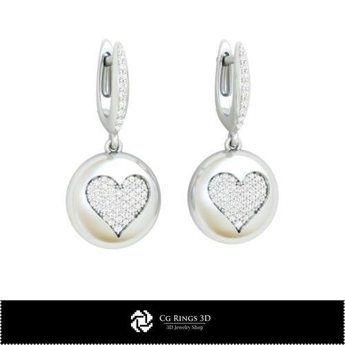 Orecchini CAD 3D con Carte da Gioco, Gioielli CAD 3D, Orecchini CAD 3D, Orecchini con Diamanti 3D, Orecchini a Goccia 3D