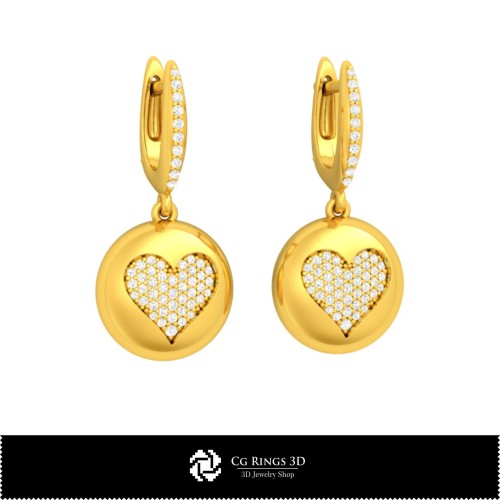 3D-CAD-Ohrringe mit Spielkarten Home, Schmuck 3D-CAD, Ohrringe 3D-CAD, 3D-Diamant-Ohrringe, 3D-Tropfen-Ohrringe