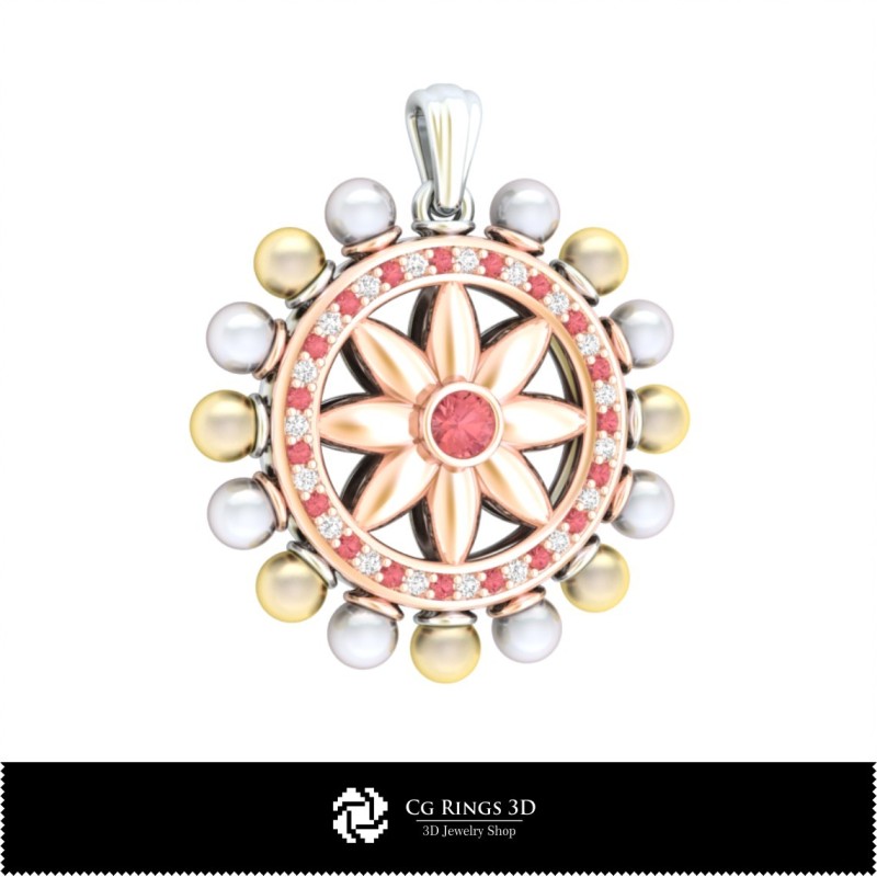3D-Perlenanhänger mit Diamanten, Schmuck 3D-CAD, Anhänger 3D-CAD, 3D-Diamantanhänger, 3D-Perlenanhänger