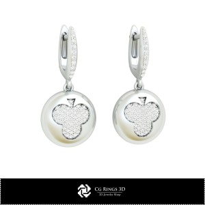3D CAD Earrings with Playing Cards Home, Jewelry 3D CAD, Earrings 3D CAD , 3D Diamond Earrings, 3D Drop Earrings 2