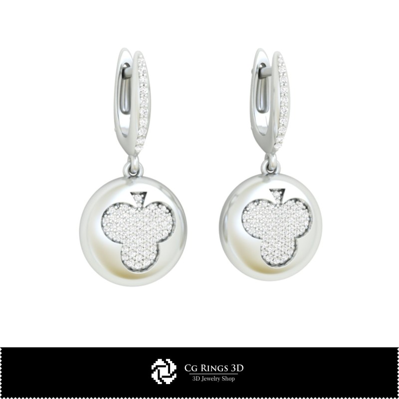 Pendientes CAD 3D con naipes para el hogar, Joyería CAD 3D, Pendientes CAD 3D, Pendientes de diamantes 3D, Pendientes colgantes