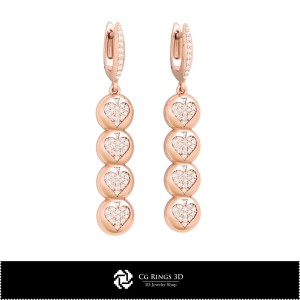 Pendientes CAD 3D con cartas de juego para el hogar, Joyería CAD 3D, Pendientes CAD 3D, Pendientes con diamantes 3D, Pendientes
