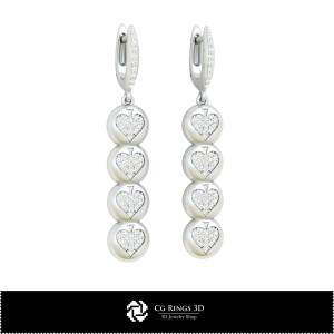 Cercei CAD 3D cu cărți de joc pentru casă, bijuterii CAD 3D, cercei CAD 3D, cercei cu diamante 3D, cercei drop 3D 2