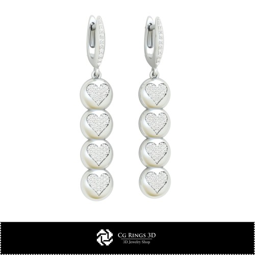 3D-CAD-Ohrringe mit Spielkarten Zuhause, Schmuck 3D-CAD, Ohrringe 3D-CAD, 3D-Diamantohrringe, 3D-Tropfenohrringe