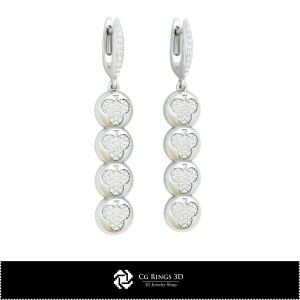 3D CAD Earrings with Playing Cards Home, Jewelry 3D CAD, Earrings 3D CAD , 3D Diamond Earrings, 3D Drop Earrings 2