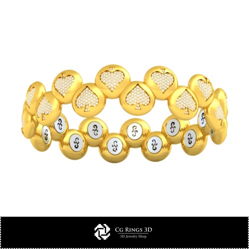 Bracciale 3D CAD con carte da gioco, Gioielli 3D CAD, Bracciali 3D CAD, Bracciali con diamanti 3D, Bracciali 3D, Bracciale
