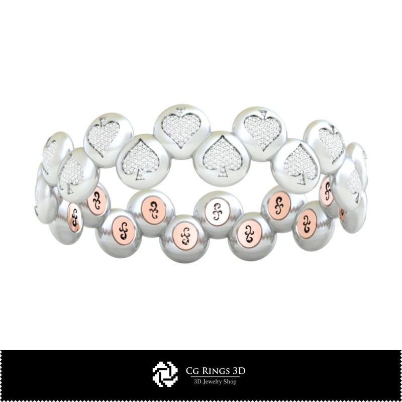 Bracelet 3D CAO motif cartes à jouer, Bijoux 3D CAO, Bracelets 3D CAO, Bracelets diamants 3D, Bracelets 3D, Bracelet manchette