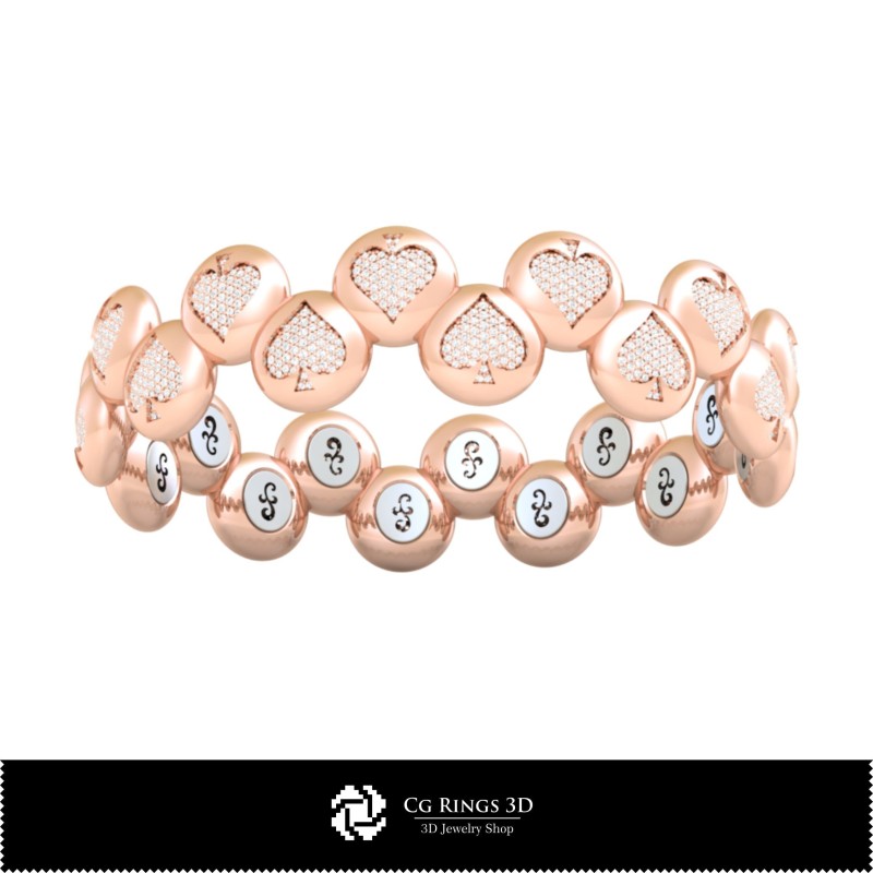 Bracciale 3D CAD con carte da gioco, Gioielli 3D CAD, Bracciali 3D CAD, Bracciali con diamanti 3D, Bracciali 3D, Bracciale