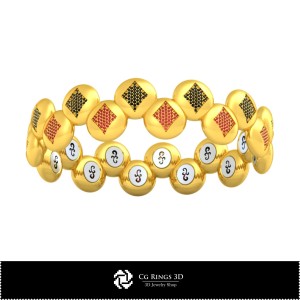 Pulsera 3D CAD con cartas de juego para el hogar, Joyería 3D CAD, Pulseras 3D CAD, Pulseras con diamantes 3D, Pulseras 3D,