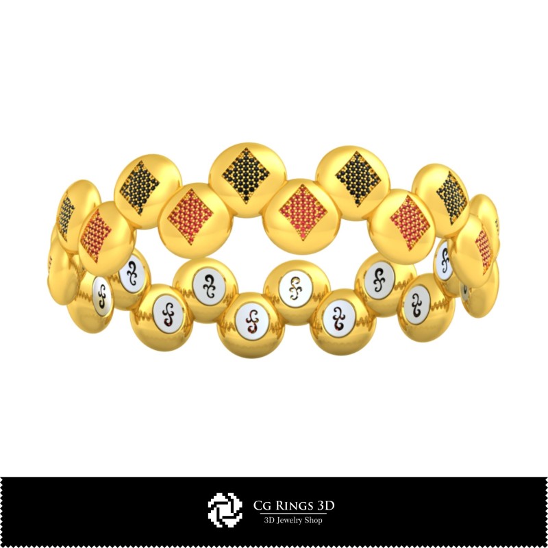 Pulsera 3D CAD con cartas de juego para el hogar, Joyería 3D CAD, Pulseras 3D CAD, Pulseras con diamantes 3D, Pulseras 3D,