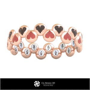 Pulsera CAD 3D con Naipes para el Hogar, Joyería CAD 3D, Pulseras CAD 3D, Pulseras con Diamantes 3D, Pulseras 3D, Pulsera