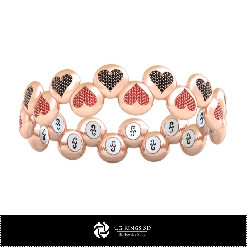Bracciale CAD 3D con carte da gioco, Gioielli CAD 3D, Braccialetti CAD 3D, Braccialetti con diamanti 3D, Braccialetti 3D,