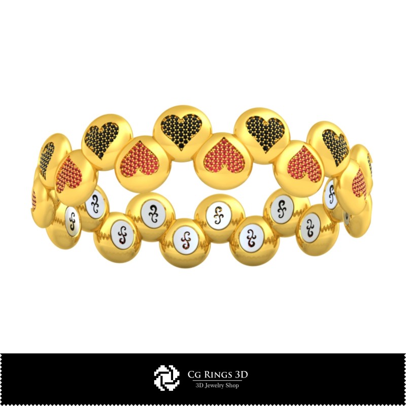 3D-CAD-Armband mit Spielkarten, Schmuck 3D-CAD, Armbänder 3D-CAD, 3D-Diamantarmbänder, 3D-Armbänder, 3D-Cuff-Armband