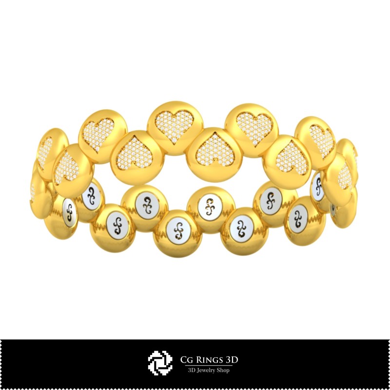 Bracelet 3D CAO avec cartes à jouer, Bijoux 3D CAO, Bracelets 3D CAO, Bracelets diamants 3D, Bracelets 3D, Bracelet manchette 3D
