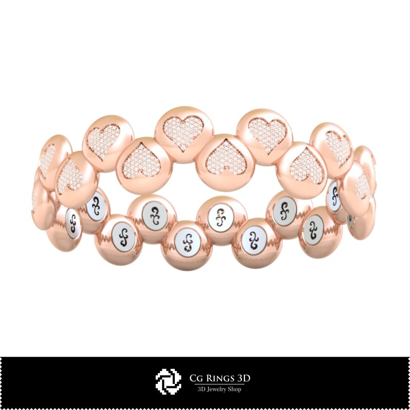 Bracciale CAD 3D con carte da gioco, Gioielli CAD 3D, Braccialetti CAD 3D, Braccialetti con diamanti 3D, Braccialetti 3D,