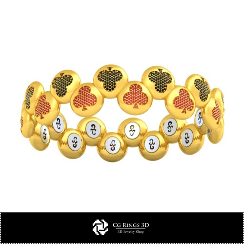 Bracciale CAD 3D con carte da gioco, Gioielli CAD 3D, Bracciali CAD 3D, Bracciali con diamanti 3D, Bracciali 3D, Bracciale