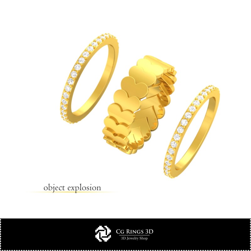 3D-CAD Eheringe mit Spielkarten Home, Schmuck 3D-CAD, Ringe 3D-CAD, Trauringe 3D, Eternity-Bänder 3D