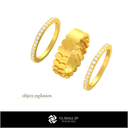 3D-CAD Eheringe mit Spielkarten Home, Schmuck 3D-CAD, Ringe 3D-CAD, Trauringe 3D, Eternity-Bänder 3D