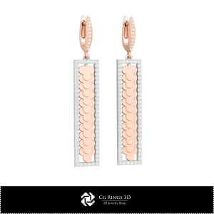 3D CAD Earrings with Playing Cards Home, Jewelry 3D CAD, Earrings 3D CAD , 3D Diamond Earrings, 3D Drop Earrings 2
