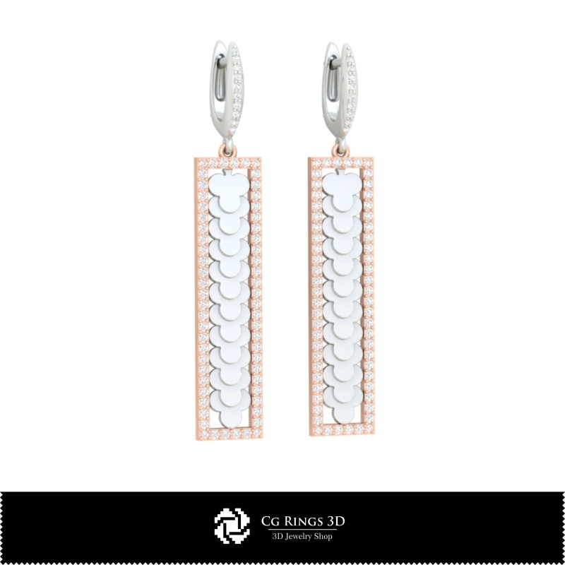 3D-CAD-Ohrringe mit Spielkarten Zuhause, Schmuck 3D-CAD, Ohrringe 3D-CAD, 3D-Diamant-Ohrringe, 3D-Tropfen-Ohrringe