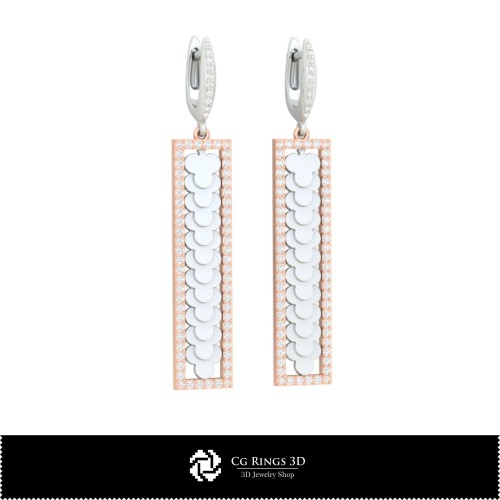 3D-CAD-Ohrringe mit Spielkarten Zuhause, Schmuck 3D-CAD, Ohrringe 3D-CAD, 3D-Diamant-Ohrringe, 3D-Tropfen-Ohrringe