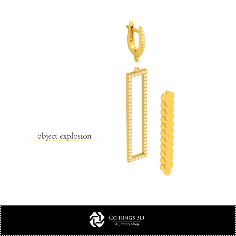 Pendientes CAD 3D con Cartas de Juego para el Hogar, Joyería CAD 3D, Pendientes CAD 3D, Pendientes de Diamante 3D, Pendientes