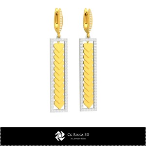 3D-CAD-Ohrringe mit Spielkarten Zuhause, Schmuck 3D-CAD, Ohrringe 3D-CAD, 3D-Hängeohrringe 2
