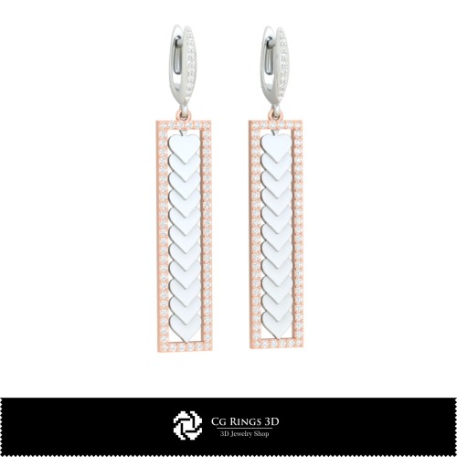 Orecchini CAD 3D con Carte da Gioco Home, Gioielli CAD 3D, Orecchini CAD 3D, Orecchini a Goccia 3D