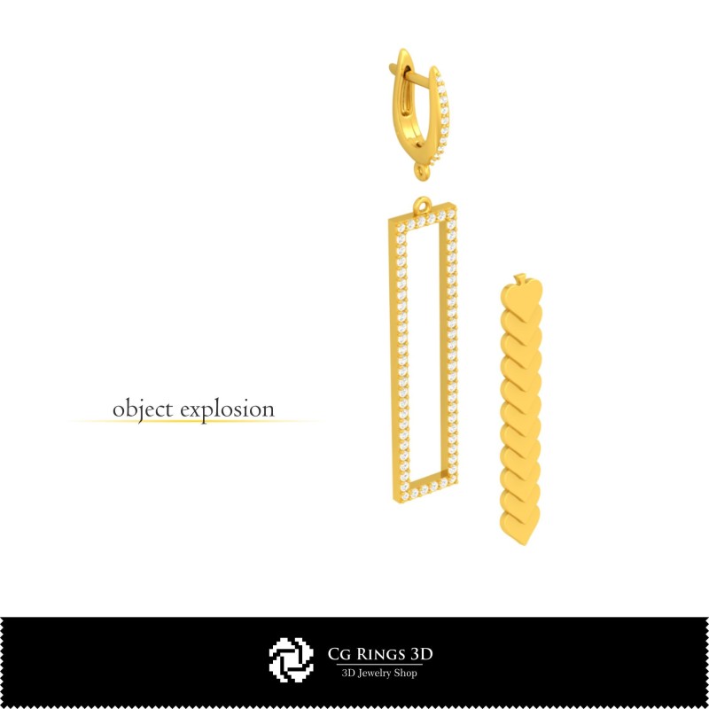 Pendientes CAD 3D con Naipes para el Hogar, Joyería CAD 3D, Pendientes CAD 3D, Pendientes Colgantes 3D